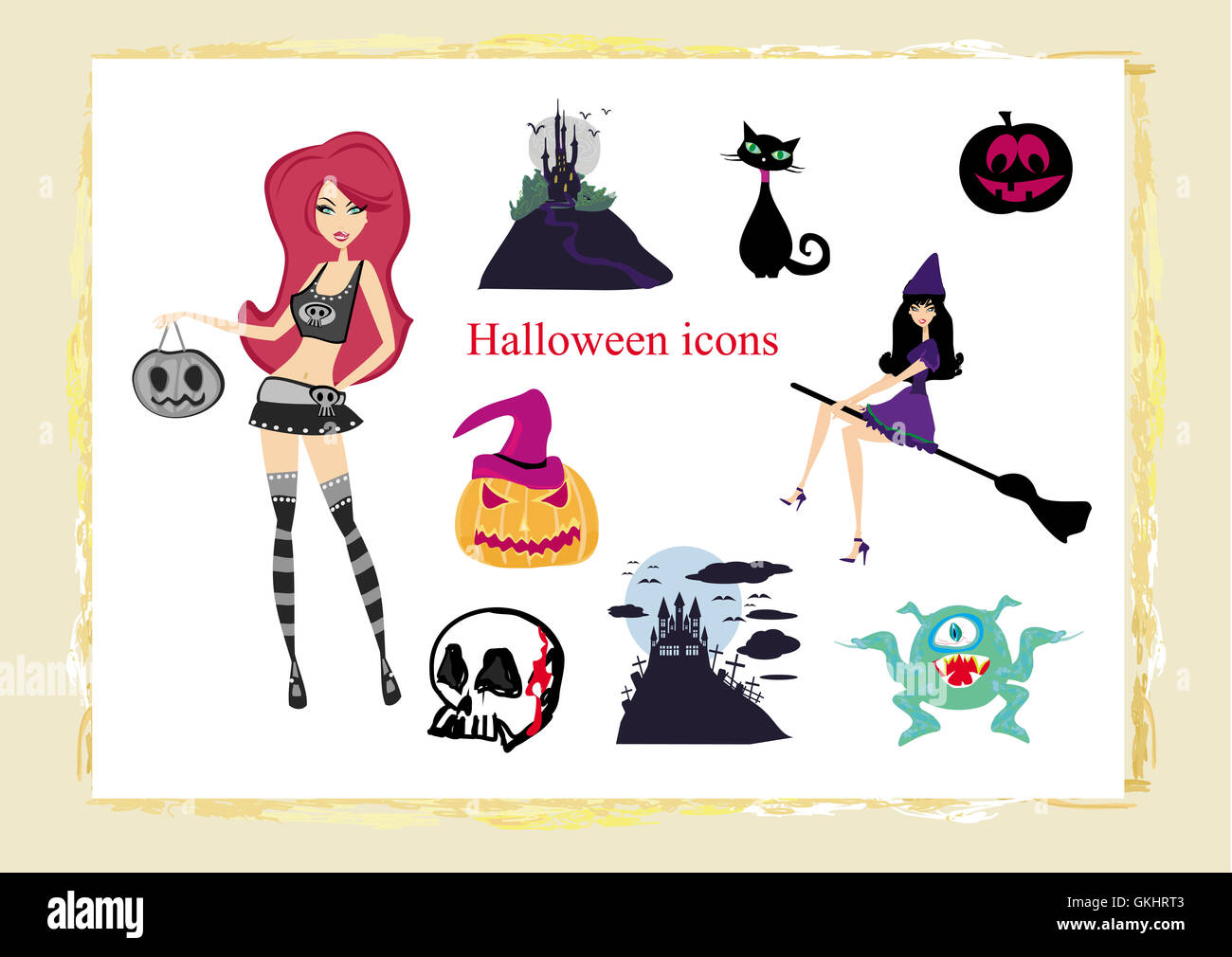 Halloween vector icons set Stock Photo