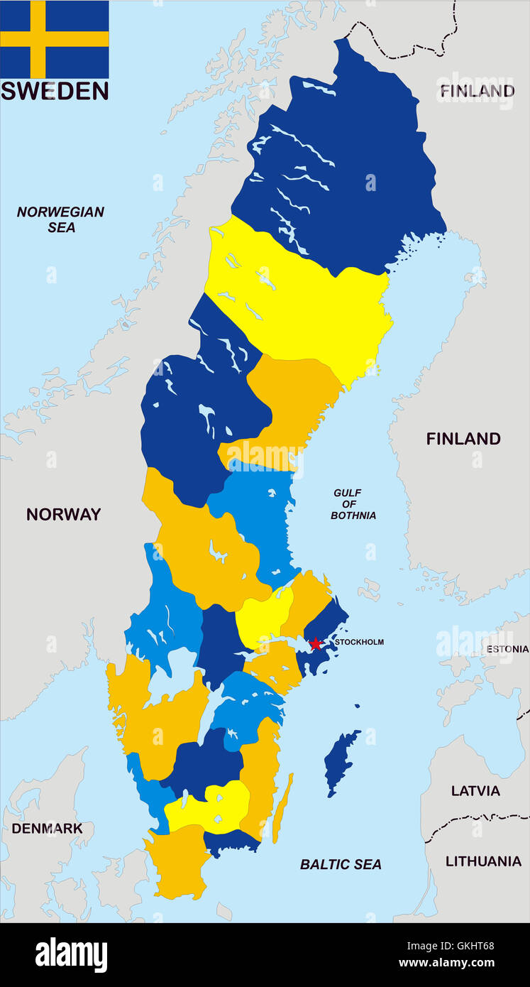 sweden political map Stock Photo