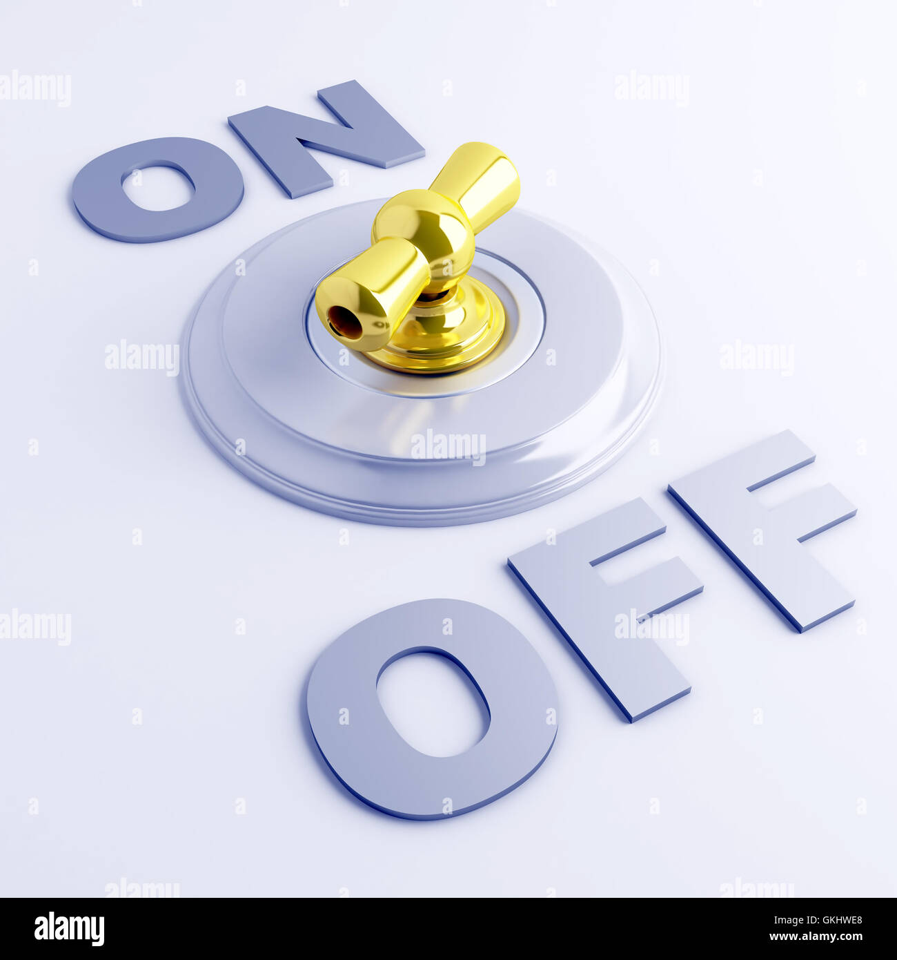 golden toggle switch with on-off sign Stock Photo - Alamy