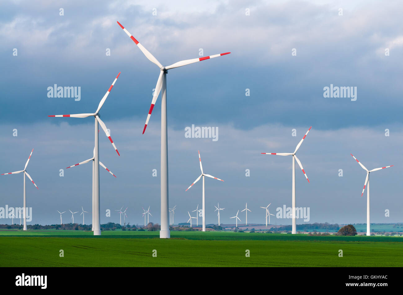 wind farm on a windy day,wind energy,power generation,wind turbines in