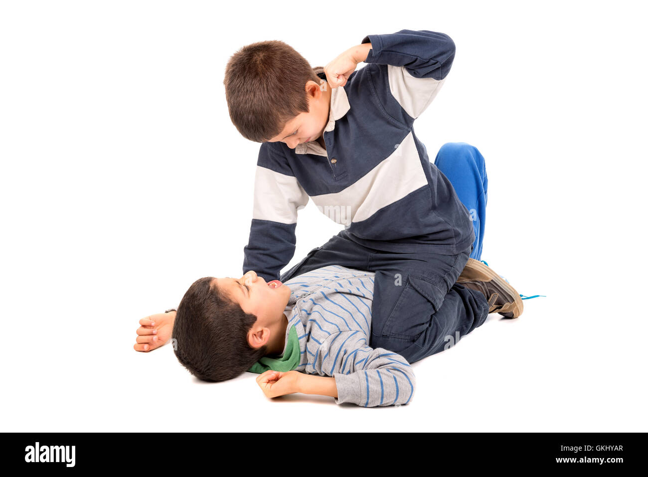 fight fighting boys Stock Photo