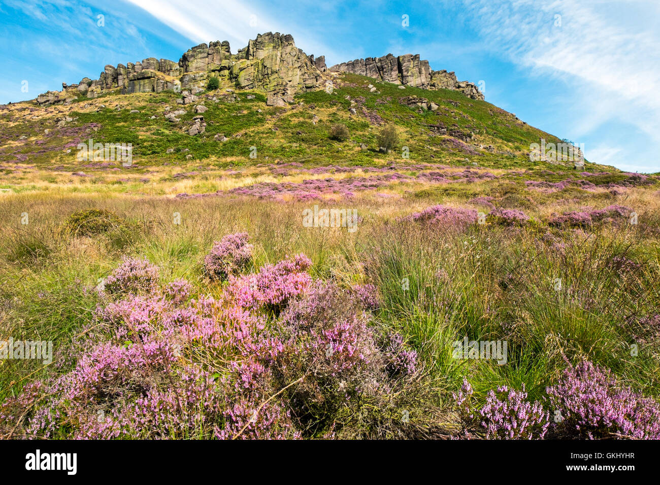 Hen Cloud, a popular climbing crag in The Staffordshire Moorlands area of The Peak District Stock Photo