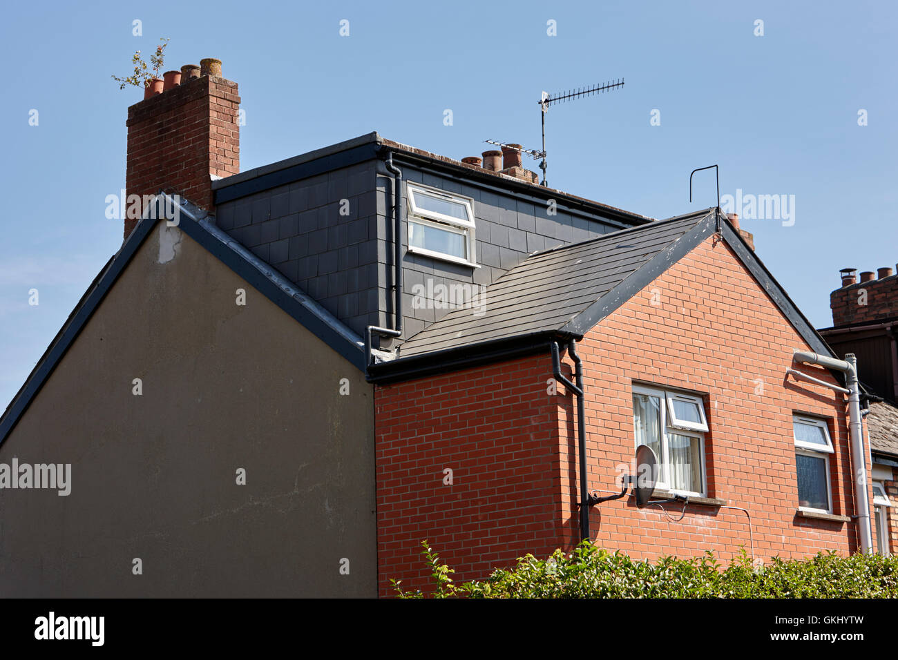 roof and rear two storey extension on an older victorian house in the uk Stock Photo