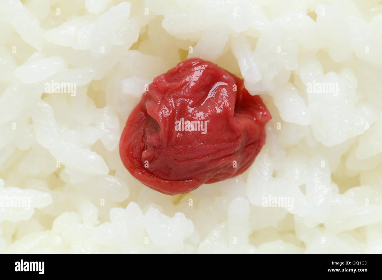 Japanese steamed rice with pickled plum isolated 2 Stock Photo Alamy