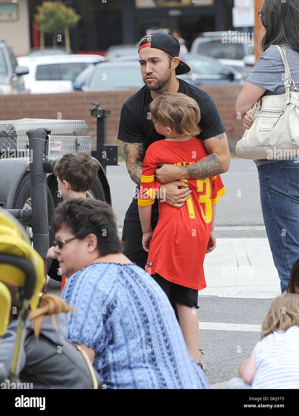 Pete Wentz goes to the Farmers Market with his son Bronx and some