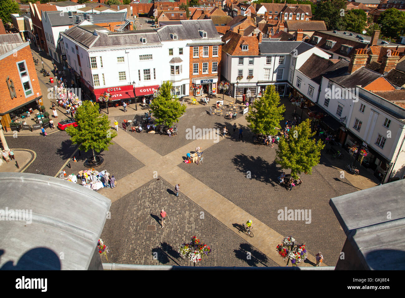 Ariel view of Abingdon town center form the county hall and museum