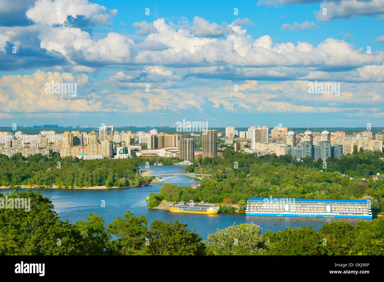 Cityscape Of Kiev With Dnieper River. Ukraine Stock Photo - Alamy