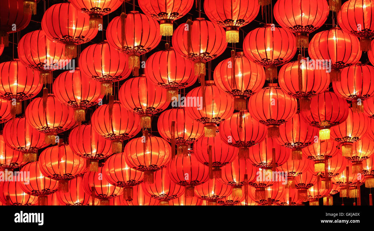 Golden chinese lantern in festival. Stock Photo