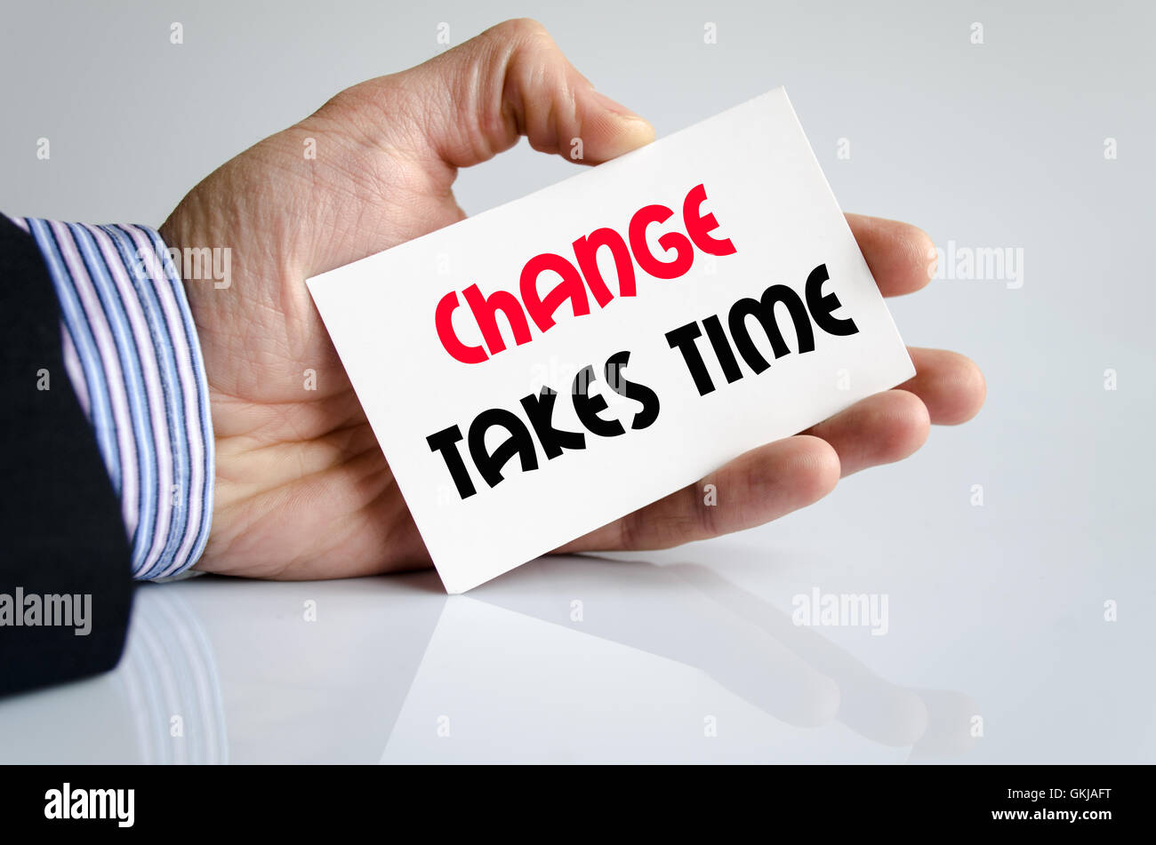 Change takes time text concept isolated over white background Stock
