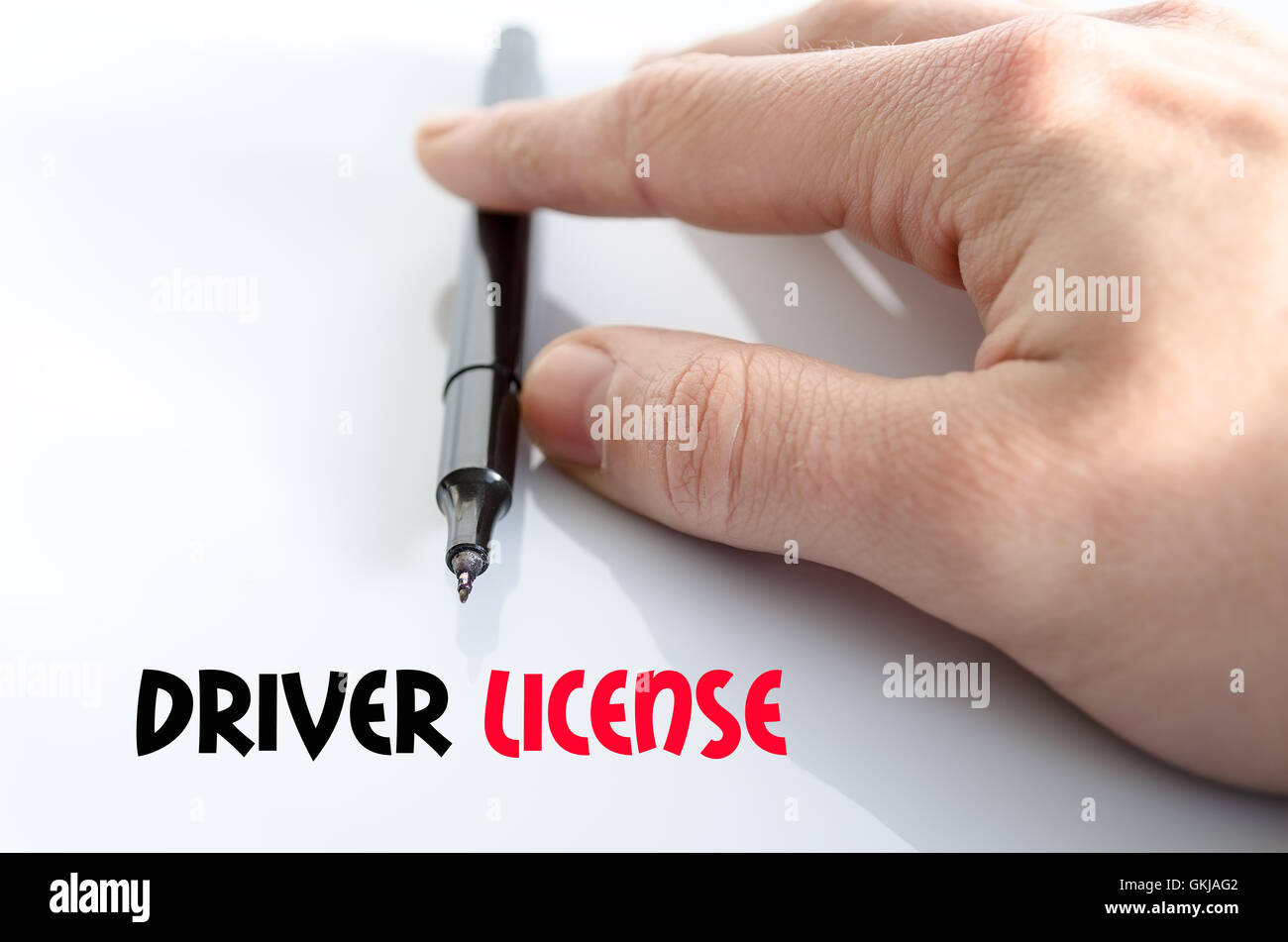 Driver license text concept isolated over white background Stock Photo