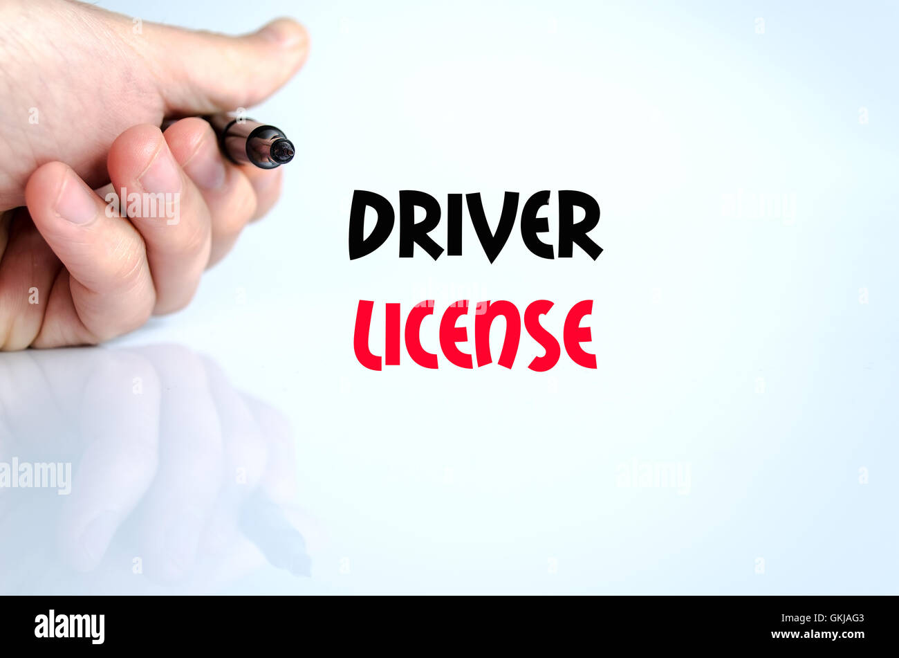 Driver license text concept isolated over white background Stock Photo