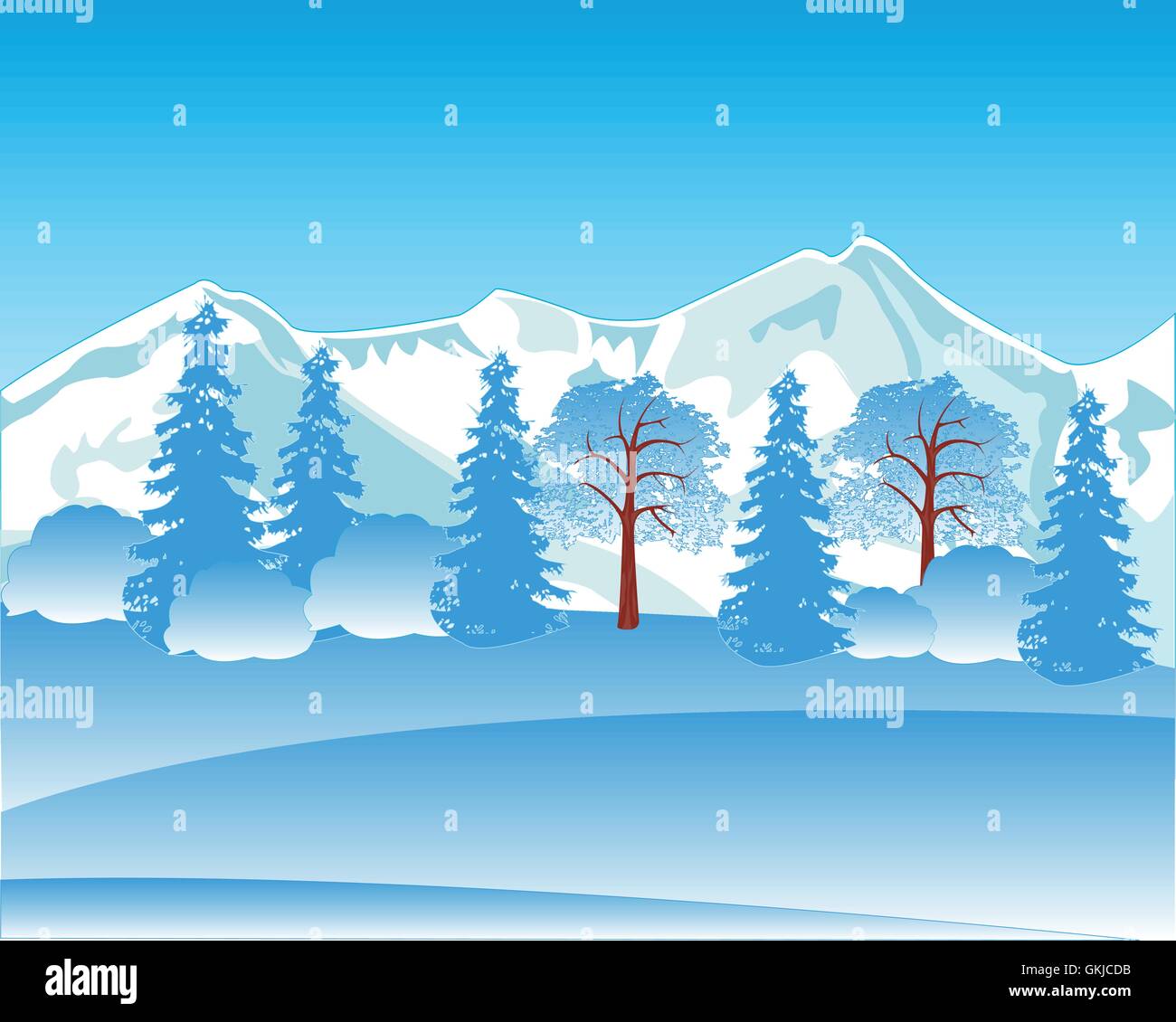 Winter landscape with mountain and wood Stock Vector Image & Art - Alamy
