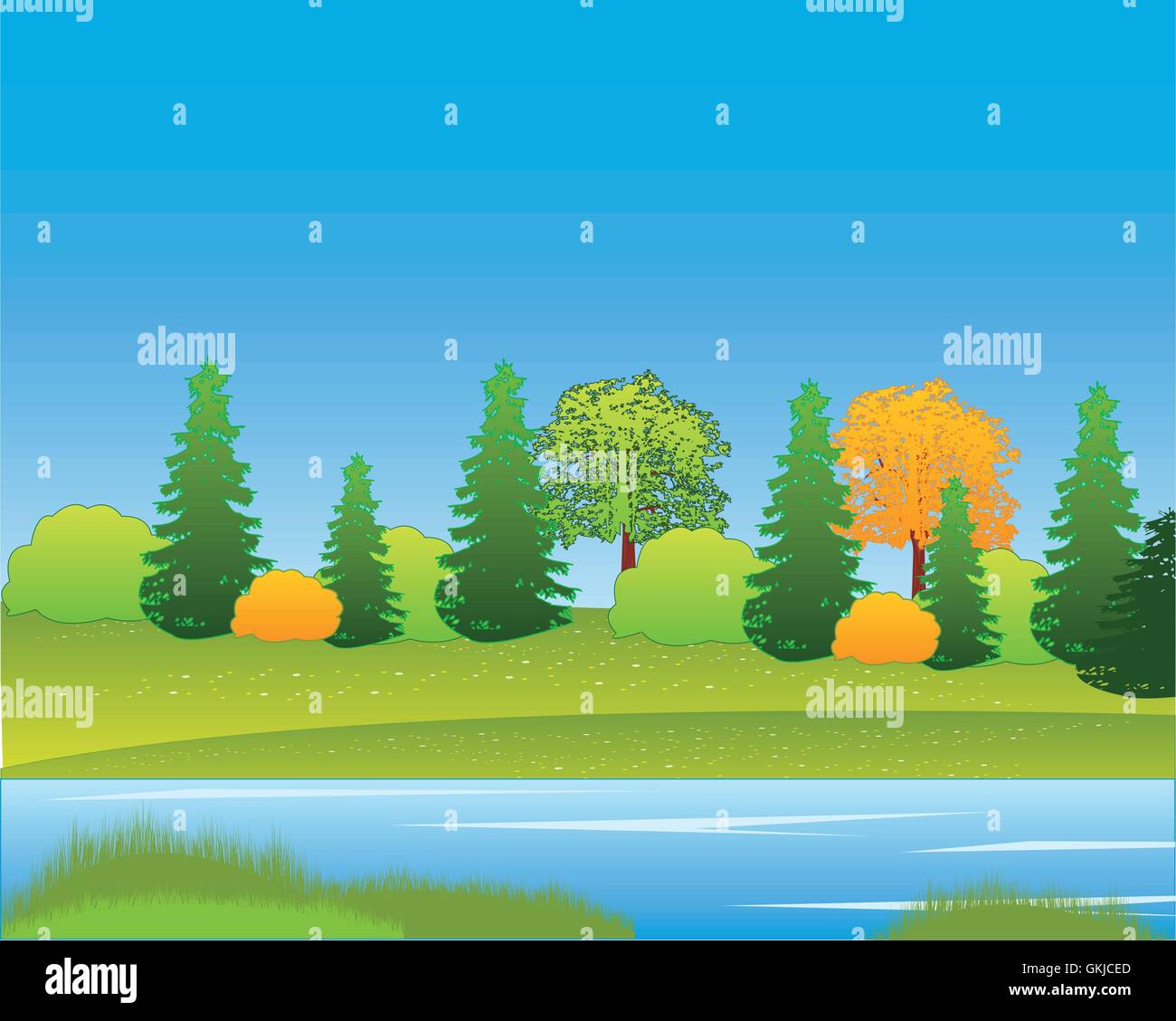 Nature beside yard Stock Vector