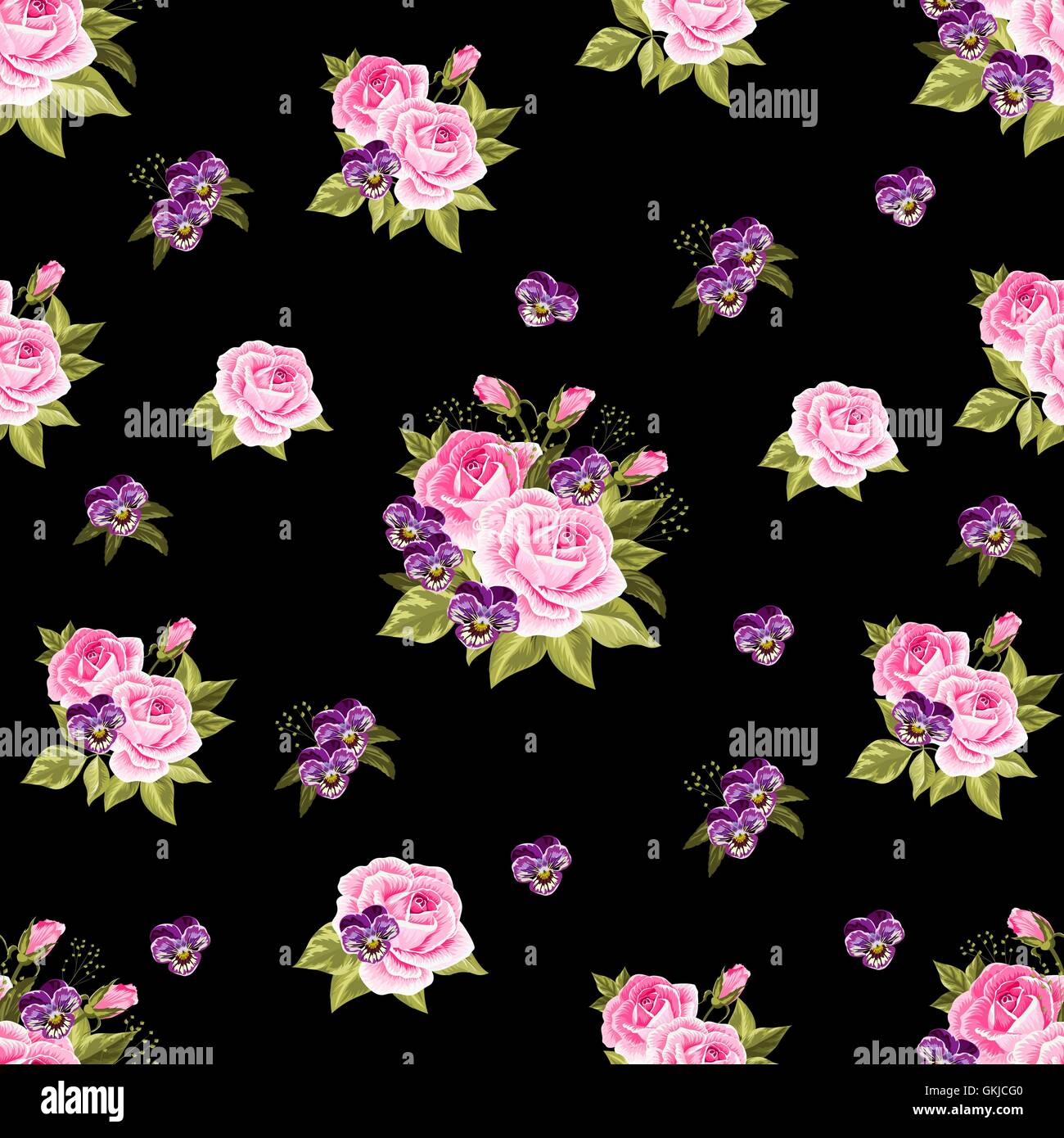 Seamless floral pattern with roses Stock Vector Image & Art - Alamy