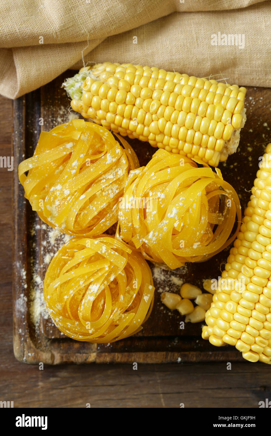 pasta (noodles) made of corn flour, healthy food Stock Photo Alamy