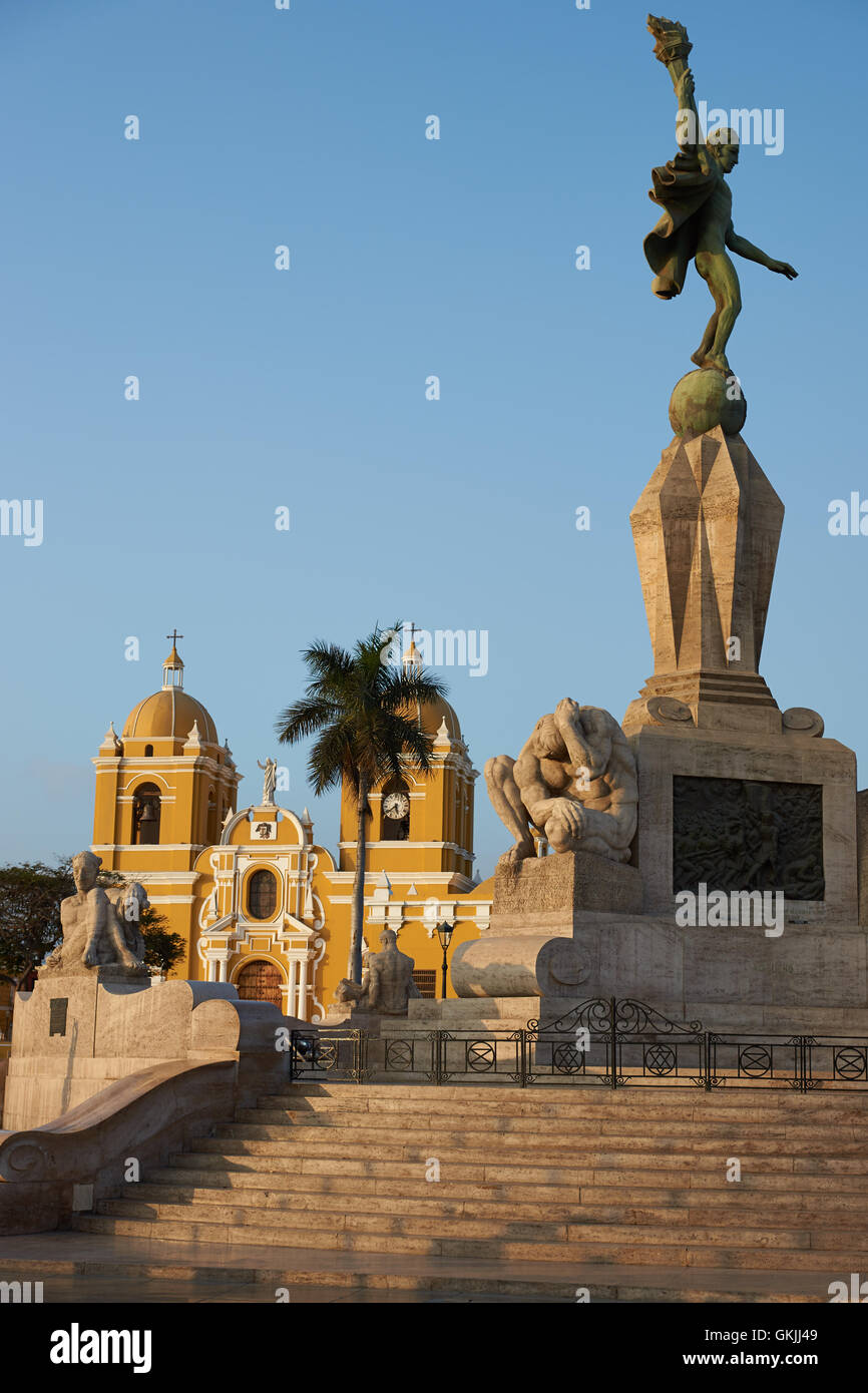 Freedom Monument in the Plaza de Armas of Trujillo in Northern Peru