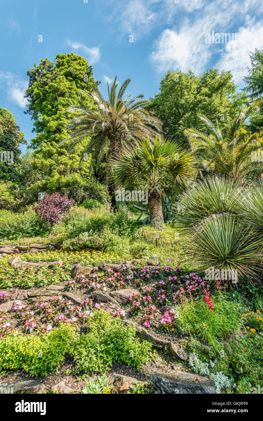 Giardino Vecchio at the Botanical Garden of Villa Carlotta, Tremezzina, Lake Como, Lombardy, Italy Stock Photo