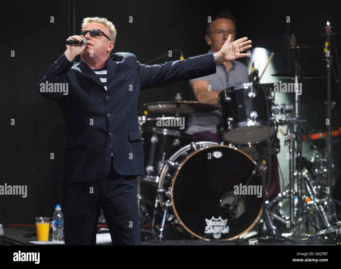 Suggs of the The Madness performs on stage at Cyfartha Park, Merthyr, South Wales Stock Photo