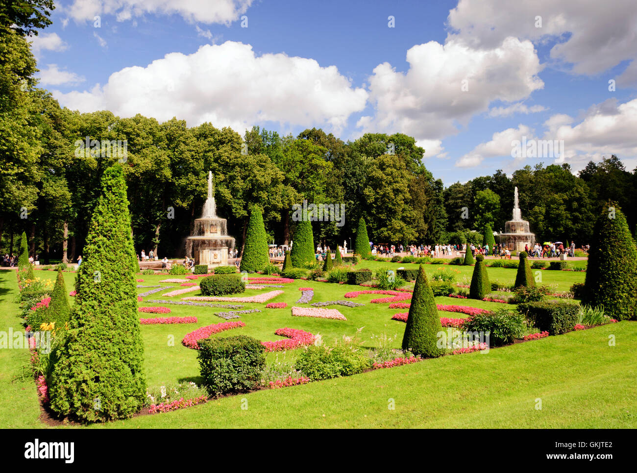 Lower Park in Peterhof, near Saint Petersburg, Russia Stock Photo