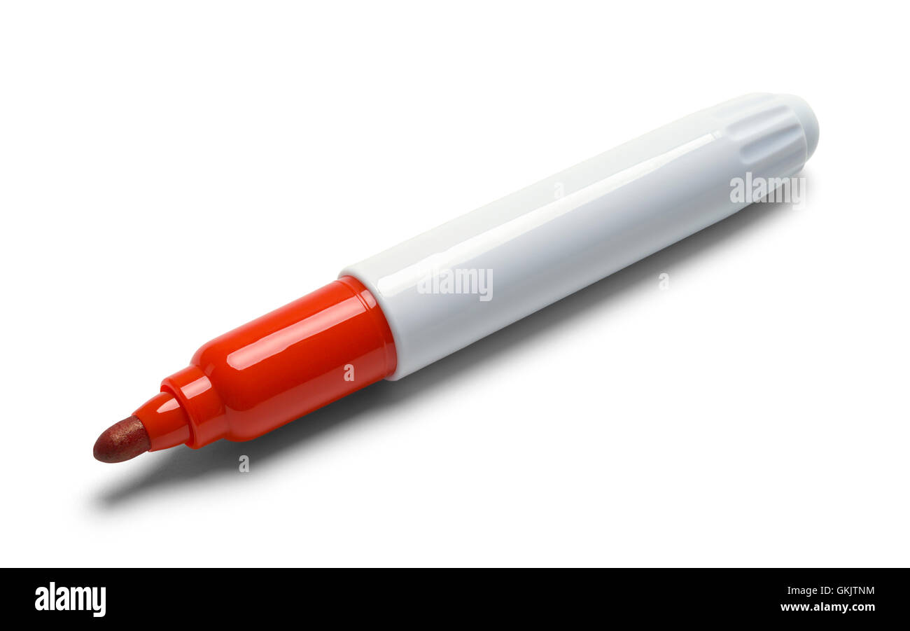 Large Red Marker with Copy Space Isolated on White Background. Stock Photo