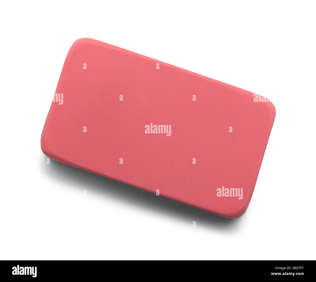 Pink Eraser Top with Copy Space Isolated on White Background. Stock Photo
