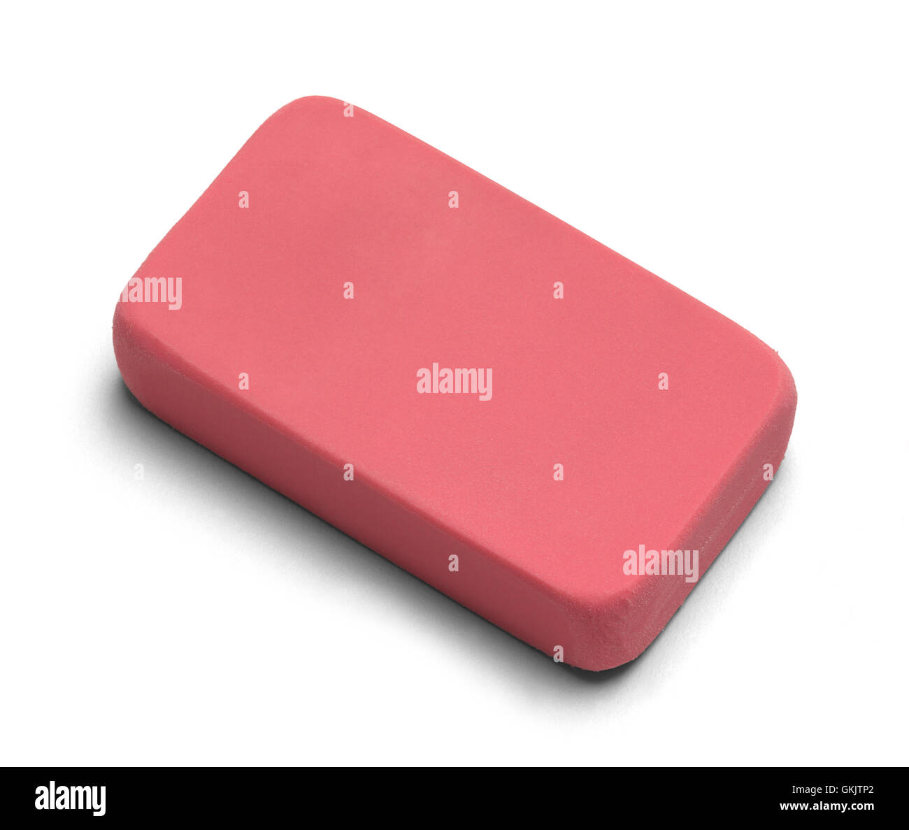 Pink Eraser with Copy Space Isolated on White Background. Stock Photo