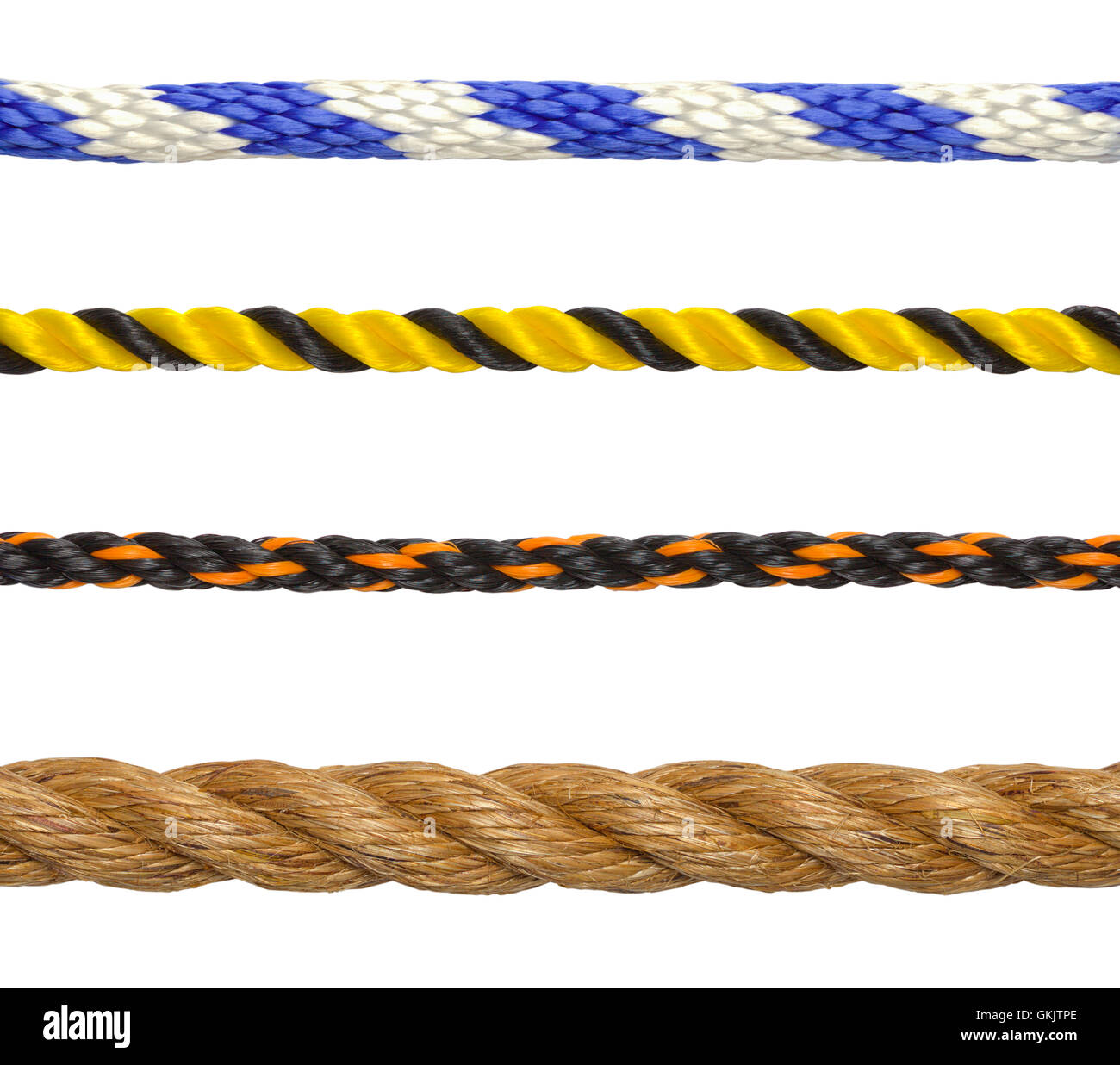 Segments of Rope Cord Isolated on White Background. Stock Photo