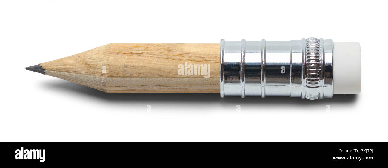 Short Fat Wood Pencil Isolated on White Background. Stock Photo