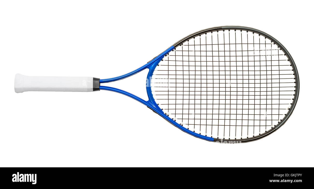 New Tennis Racket Isolated on White Background. Stock Photo