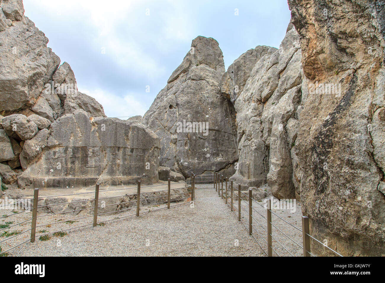 Yazilikkaya, Hittite writings carved into the rock Stock Photo