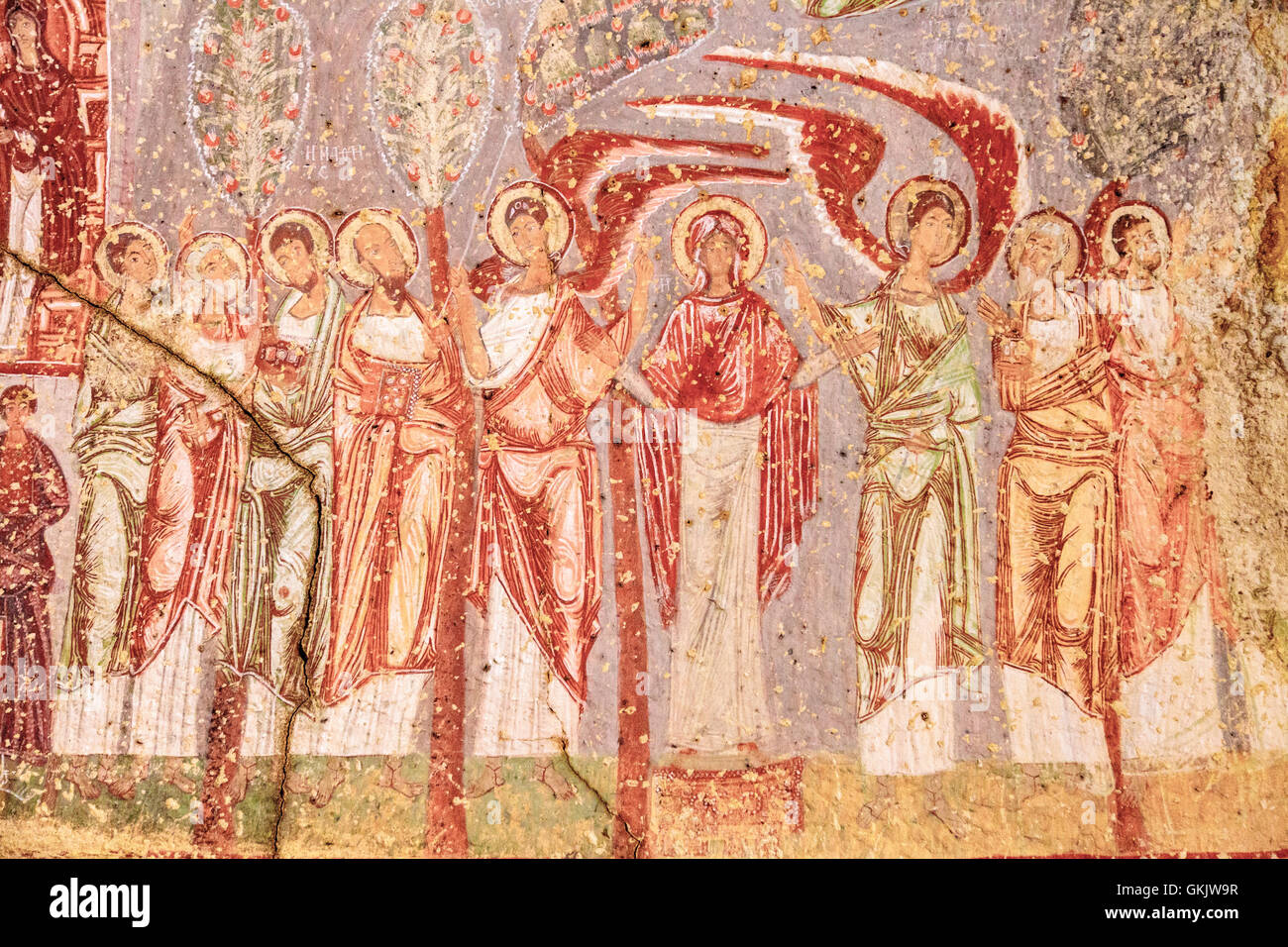 Religious murals in Çavuşin church of St. John The Baptist Stock Photo