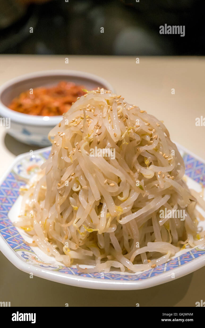 Korean Salad bean sprouts kimchi cuisine Stock Photo Alamy