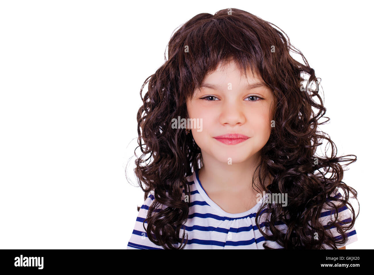 Portrait of a charming little girl, isolated on white background Stock ...