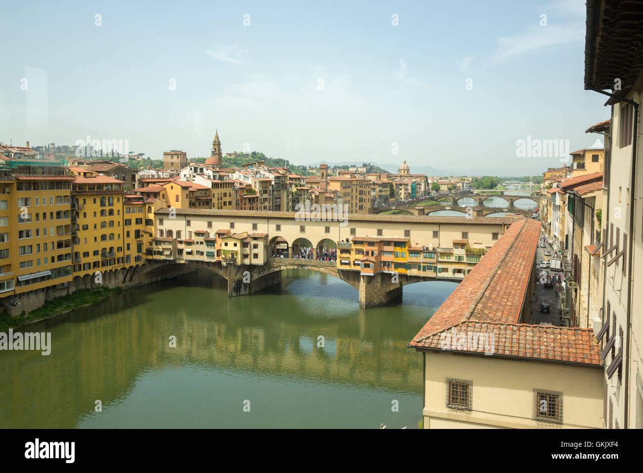 The Ponte Vecchio and Vasari Corridor, Florence Stock Photo