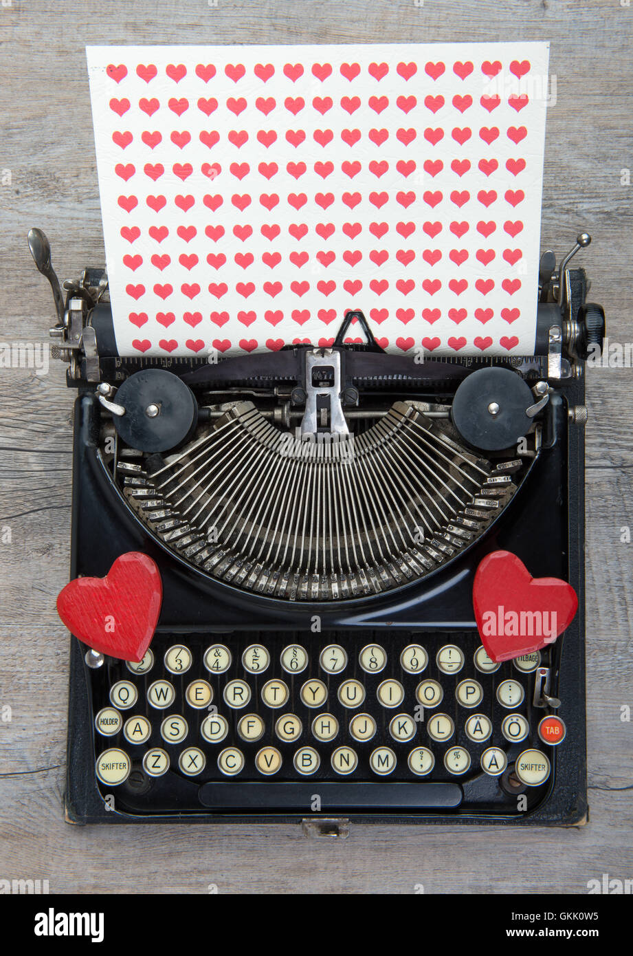Old typewriter with love heart Stock Photo Alamy