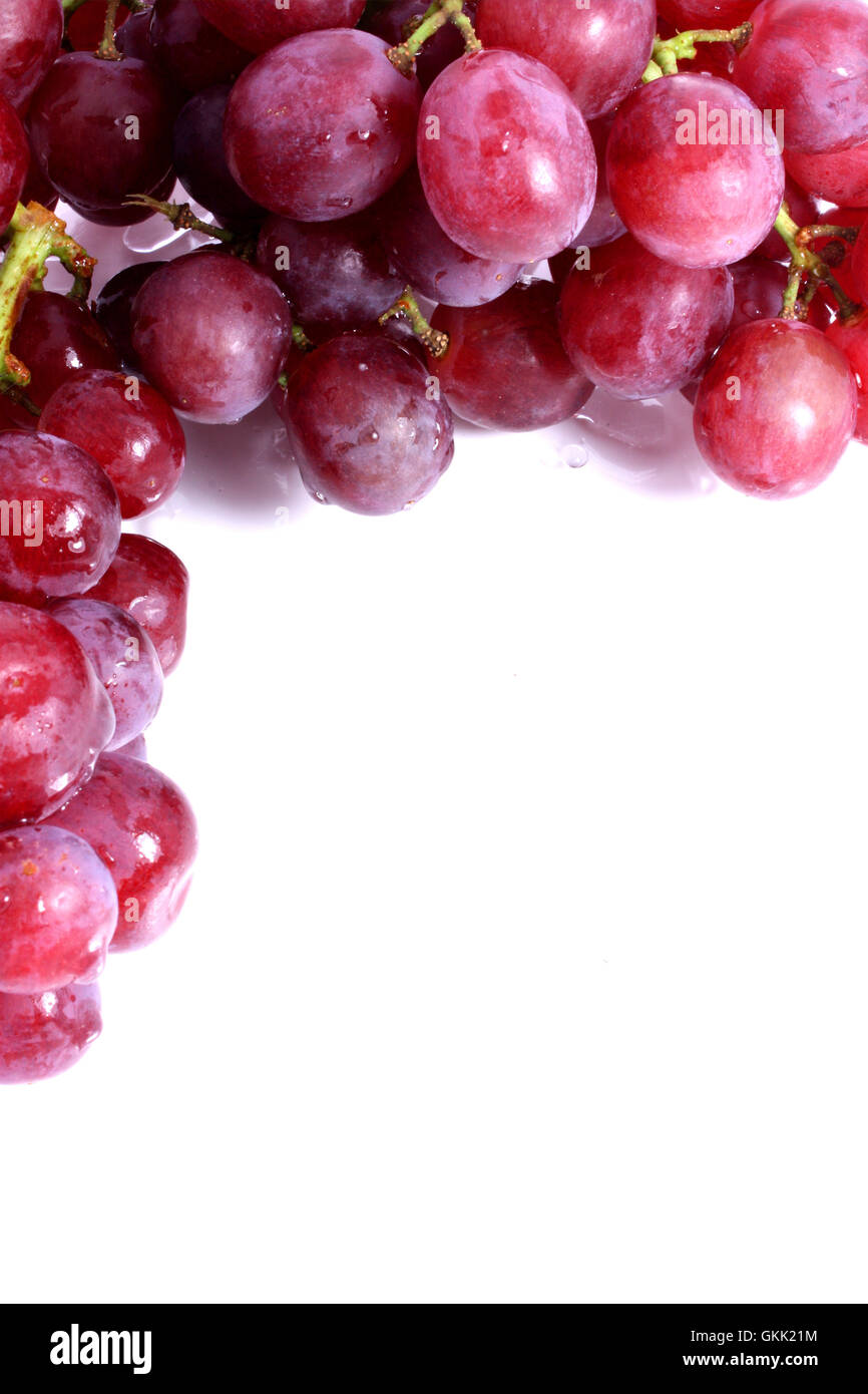 Red grapes with white copy space Stock Photo