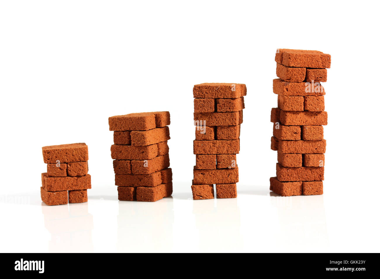 Stack of four bricks Stock Photo