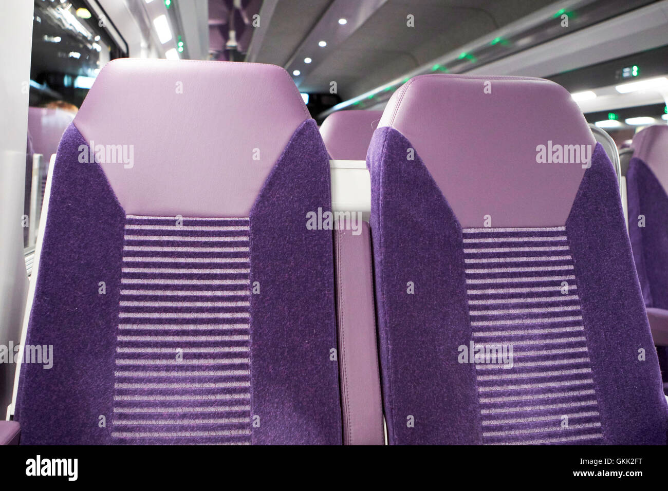 pair of empty train carriage seats in ireland Stock Photo