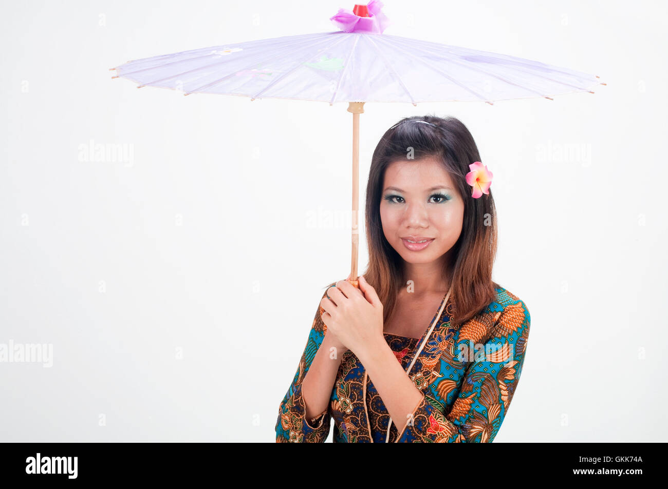 asian girl on a batik suit Stock Photo