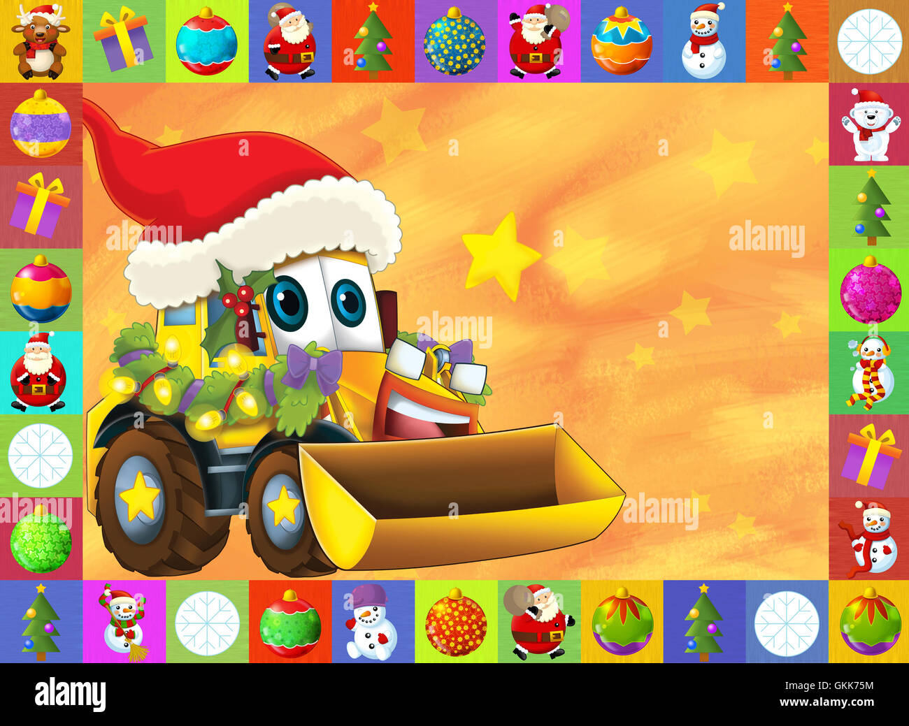 The christmas card - happy illustration for the children - cars