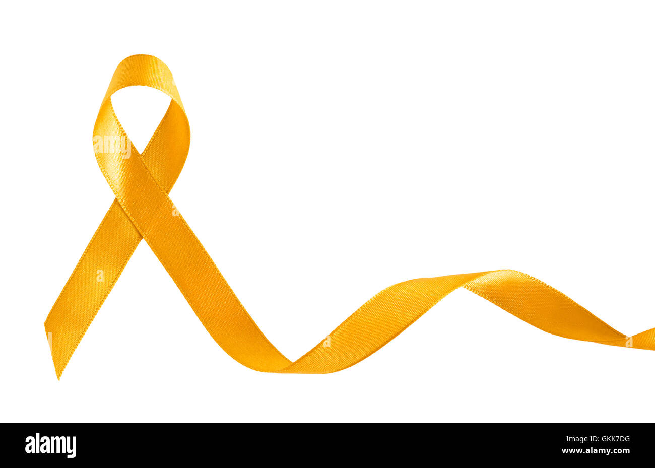 Gold Ribbon for Childhood Cancer with copy space Stock Photo