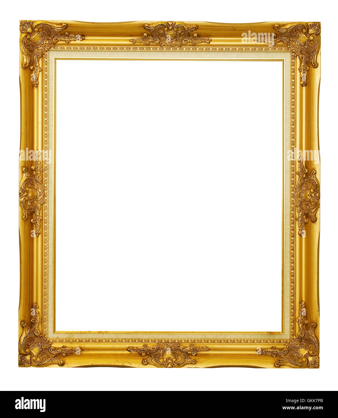 Gold frame on white background Stock Photo Alamy