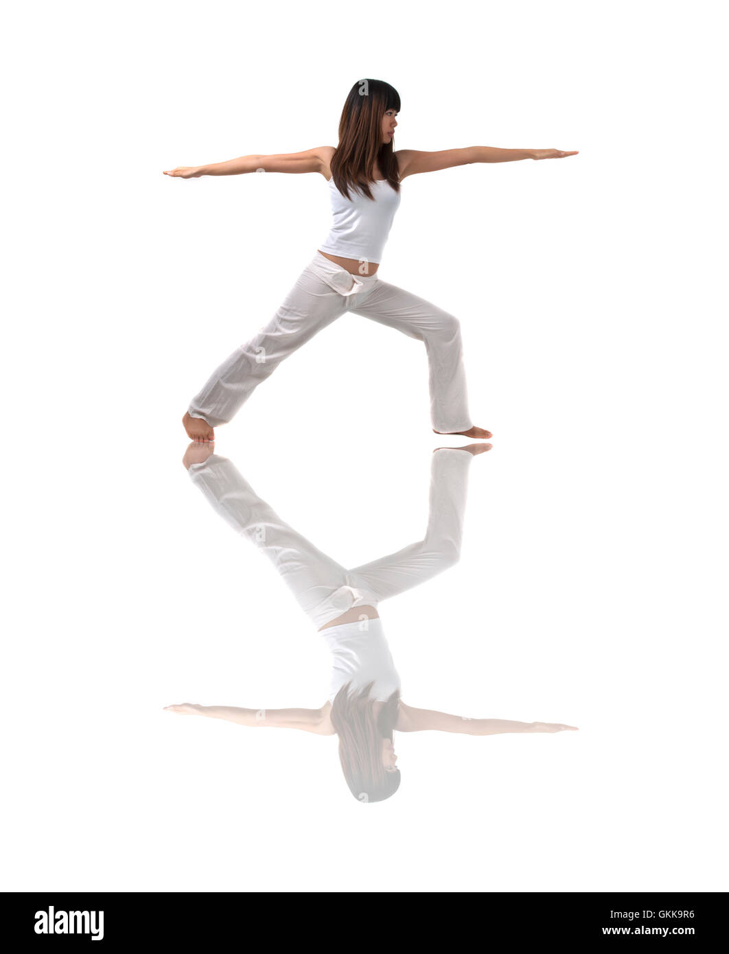 asian girl yoga with isolated white background Stock Photo - Alamy