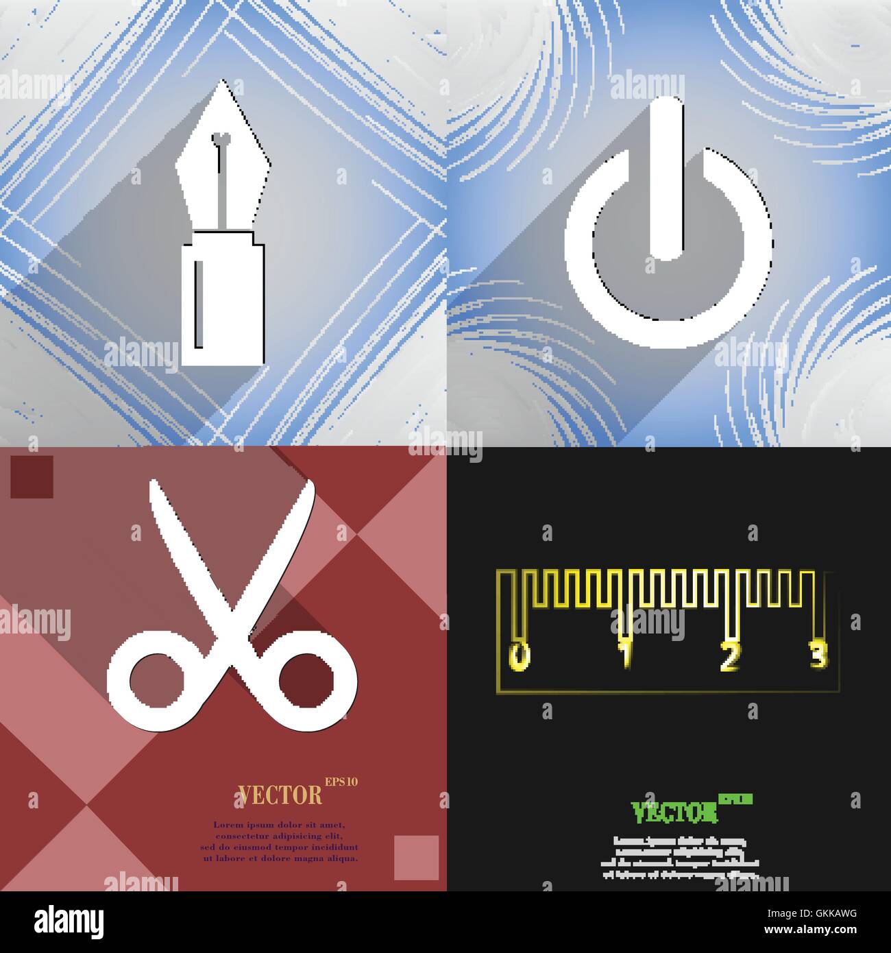 Set of abstract backgrounds with different web icons Stock Vector Image ...
