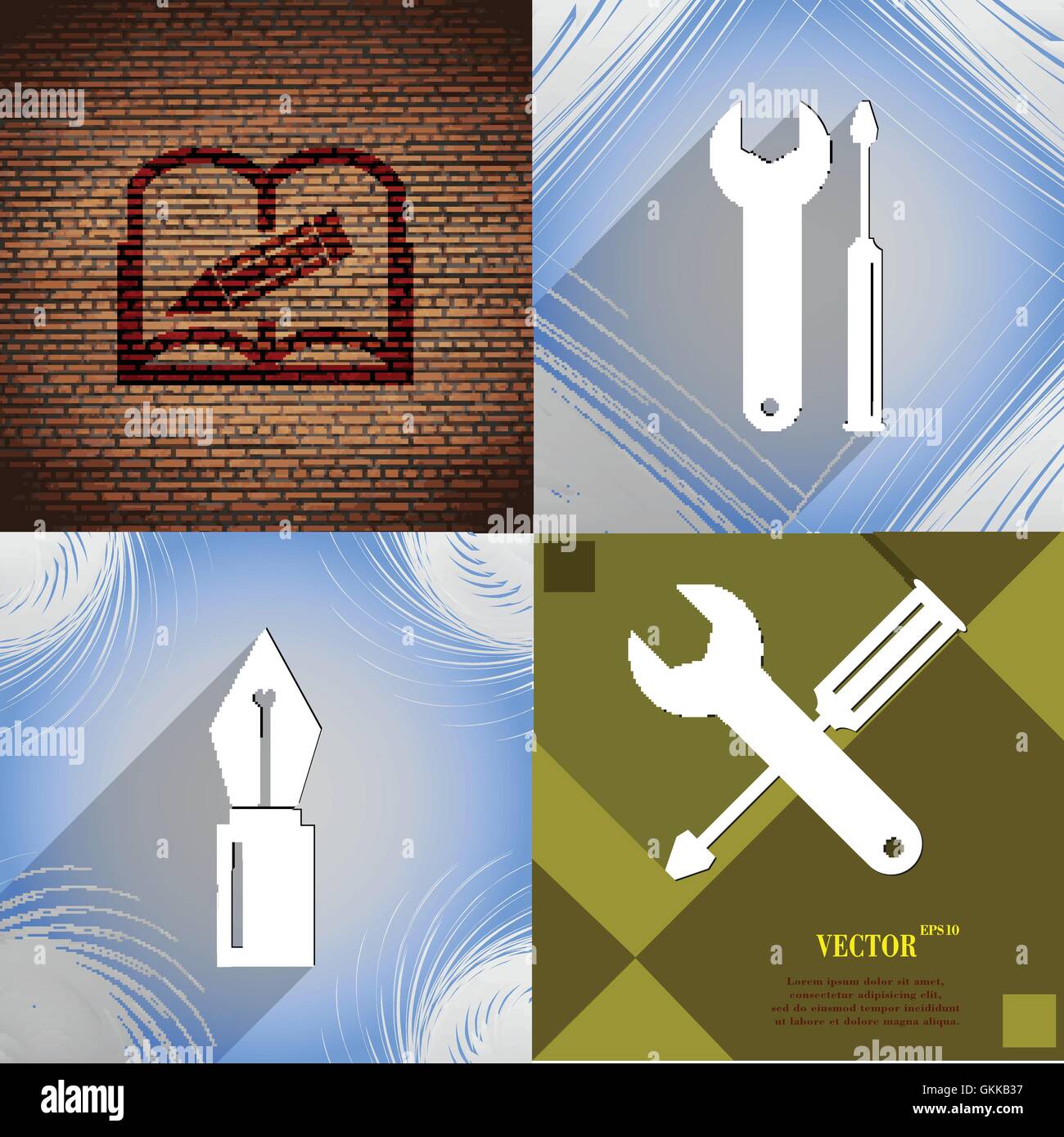 Set of abstract backgrounds with different web icons Stock Vector Image ...
