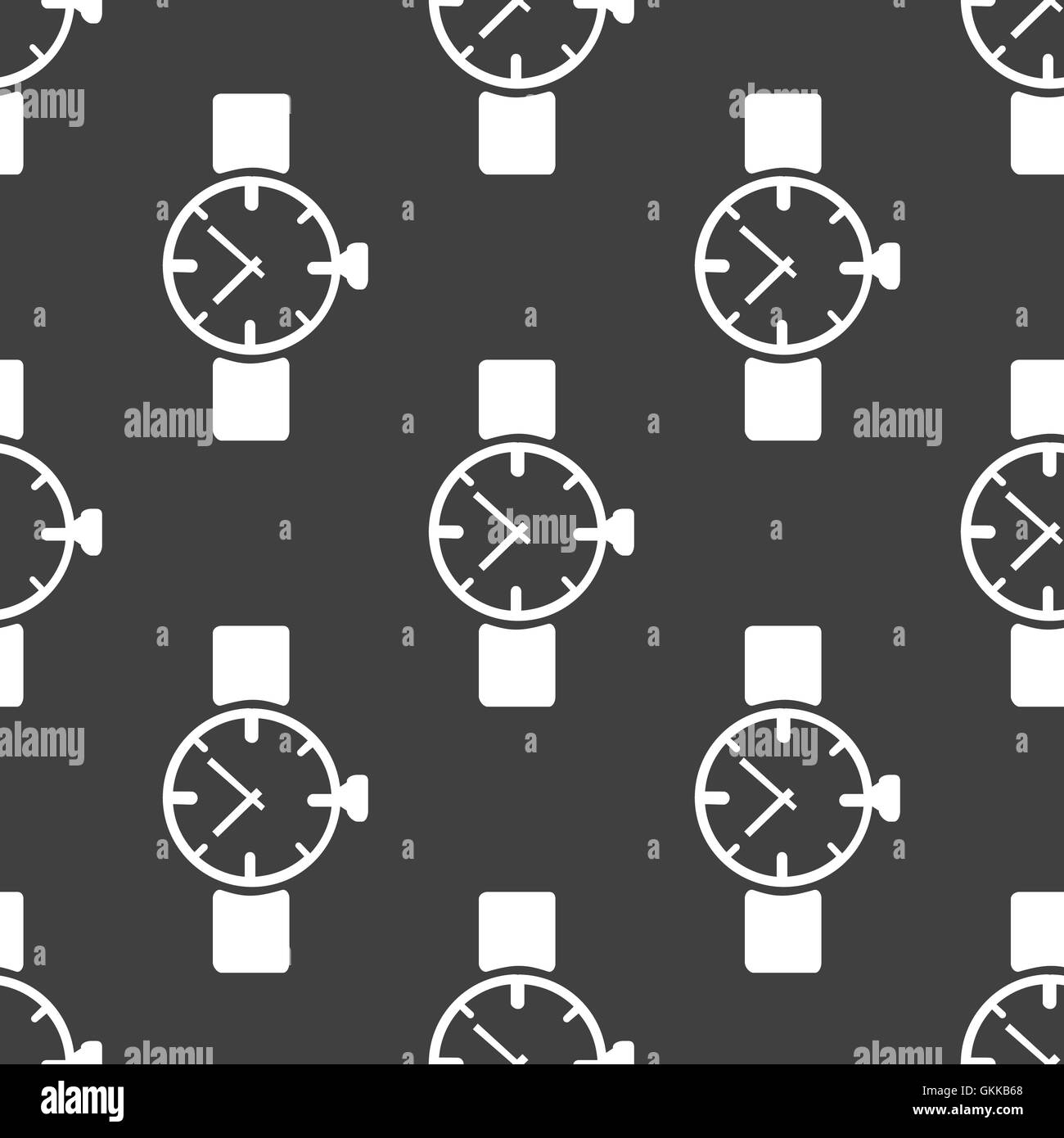Watch,clock web icon. flat design. Seamless gray pattern. Stock Vector