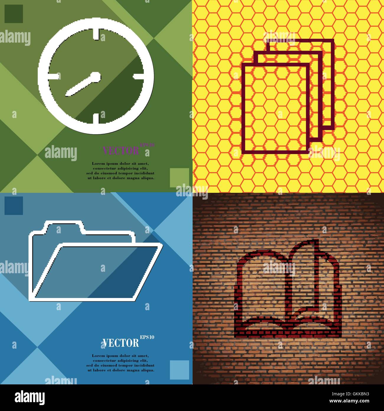 Set of abstract backgrounds with different web icons Stock Vector Image ...