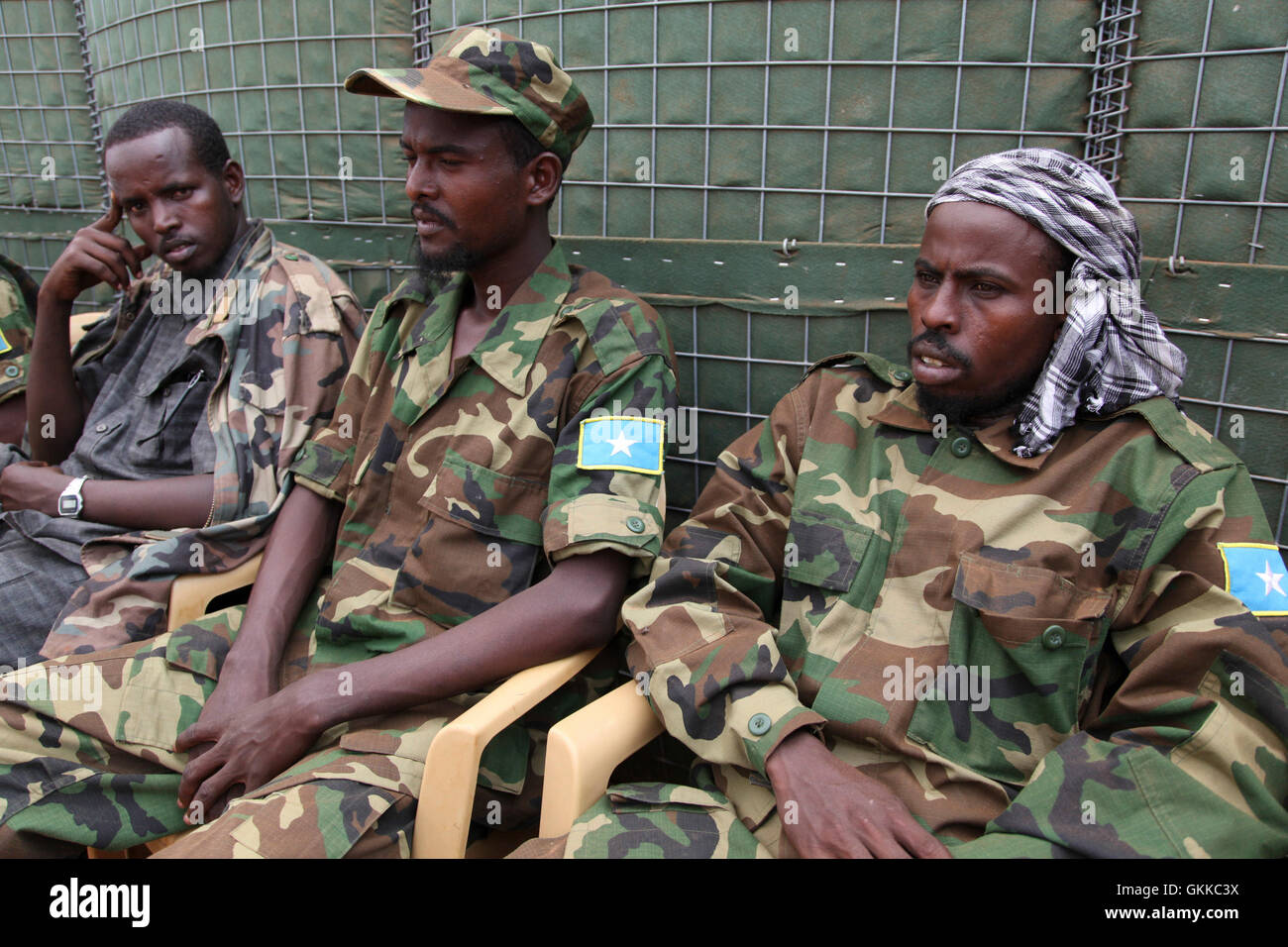 Militia men surrendered to AMISOM troops on 6th January 2014 in Kismayu. AU UN IST PHOTO / Ramadaan Mohamed Stock Photo