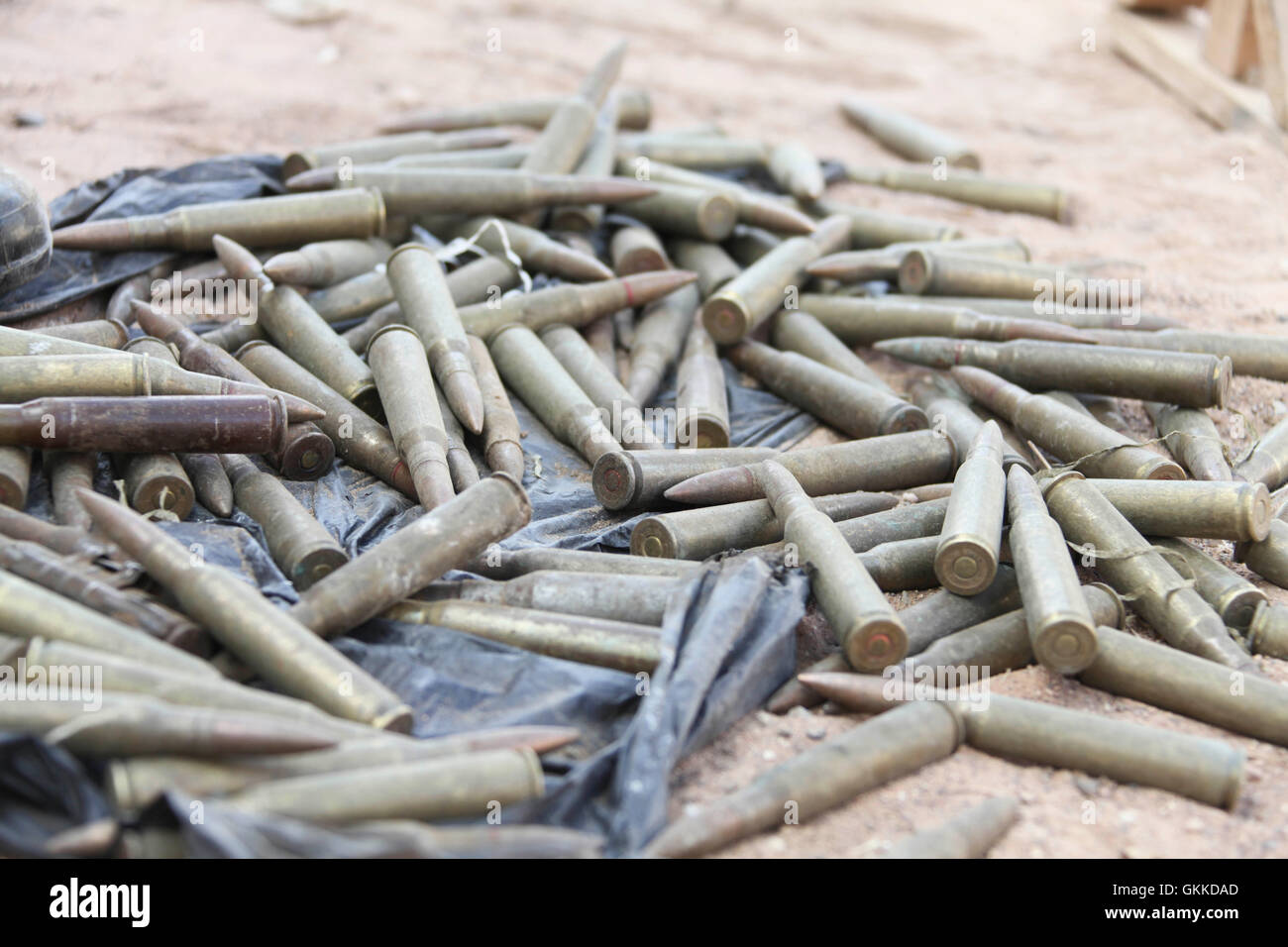 Bullets left behind by the al shabaabafter the town of Bula Burde was liberated by AMISOM forces on 16th March 2014. AU UN IST PHOTO / Ilyas A. Abukar Stock Photo