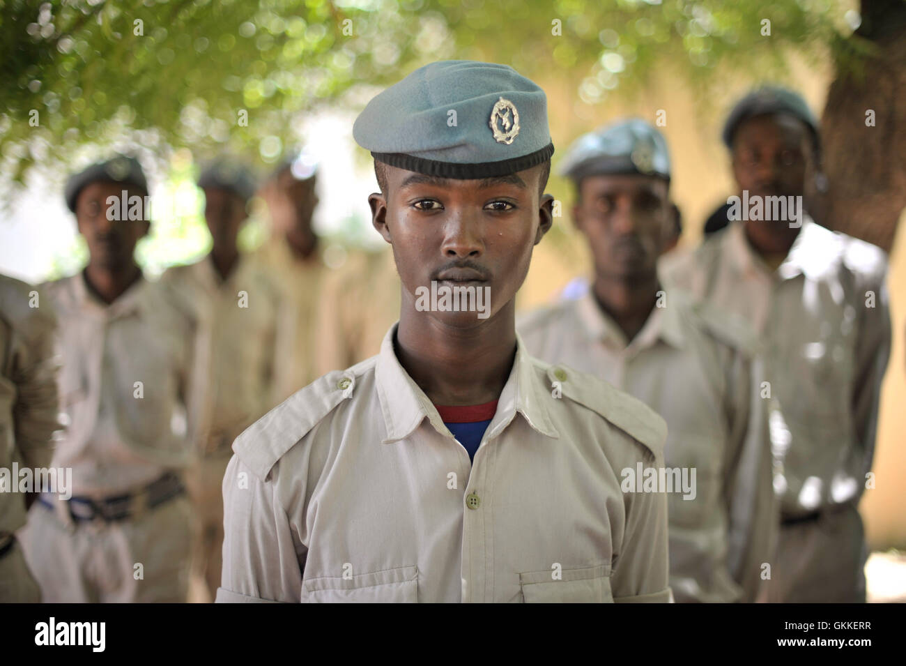 Police officers at General Kahiye Police Academy in Mogadishu, Somalia,  watch a training excercise conducted by the African Union on June 16. The  African Union is currently training one hundred Somali Police
